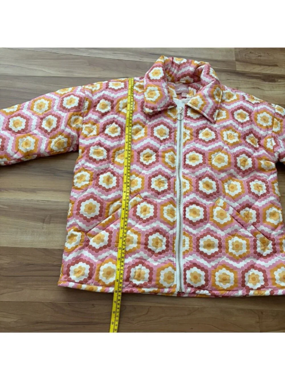 Show Me Your Mumu Powder Puffed Jacket Size Small Pink Multicolor Retro